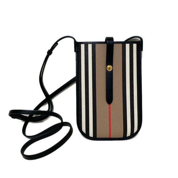 Auth BURBERRY LONDON ENGLAND - Black Light Brown Multi PVC Leather - Picture 1 of 5